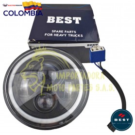 FARO 7 PULGADAS BLANA CON OJO DE ANGEL BLANCO-FUCSIA -AMBAR 9-36 V BEST