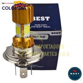 BOMBILLO H4 LED 3 PIES 4 CARAS COLOR BLANCO 12V BEST