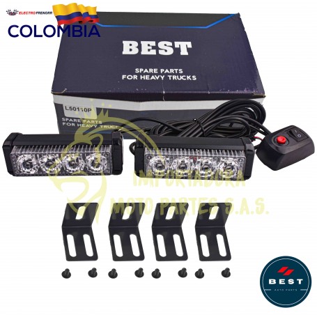 EXPLORADORA FEDERAL PAR FIJA+FLASH 12-24V ROJA-AZUL BEST