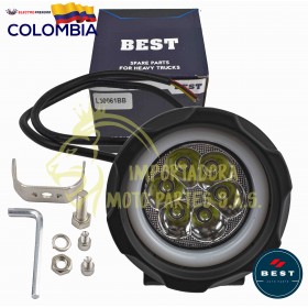 EXPLORADORA LED OJO DE ANGEL CIRCULAR FIJA + FLASH COLOR BLANCO- AZUL  9-36V BEST