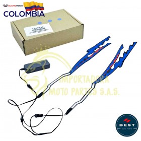 LUCES PARA CASCO DE MOTO - DISEÑO DE DIENTES COLOR AZUL HIELO BEST