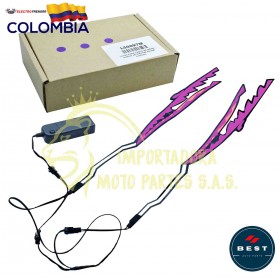 LUCES PARA CASCO DE MOTO - DISEÑO DE DIENTES COLOR MORADO BEST