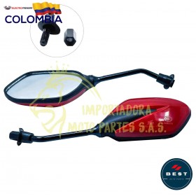 ESPEJO PARA MOTO UNIVERSAL DE COLOR ROJO BEST