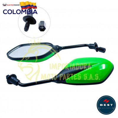 ESPEJO PARA MOTO UNIVERSAL DE COLOR VERDE BEST