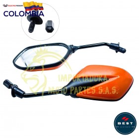ESPEJO PARA MOTO UNIVERSAL DE COLOR NARANJA BEST