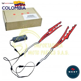 LUCES PARA CASCO DE MOTO - DISEÑO DE DIENTES COLOR ROJO BEST