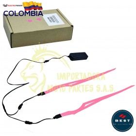 LUCES PARA CASCO DE MOTO - DISEÑO PLANO COLOR ROSA BEST