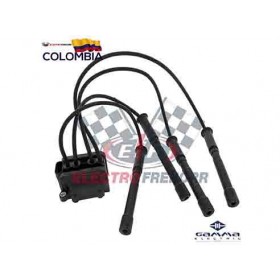 BOBINA IGNICION RENA TWINGO 16V D4F CLIO 1.2 FASEIII FULL CON CABLES DE BUJIAS GAMMA