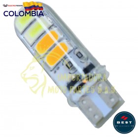 BOMBILLO LED COCUYO T10 CON FLASH COLOR BLANCO - AMBAR 12V BEST