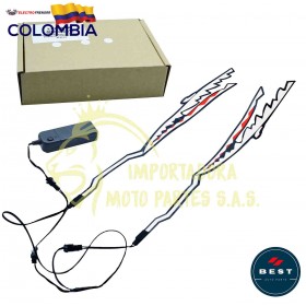 LUCES PARA CASCO DE MOTO - DISEÑO DE DIENTES COLOR BLANCO BEST