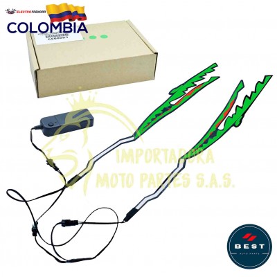 LUCES PARA CASCO DE MOTO - DISEÑO DE DIENTES COLOR VERDE BEST