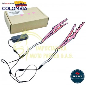 LUCES PARA CASCO DE MOTO - DISEÑO DE DIENTES COLOR ROSA BEST