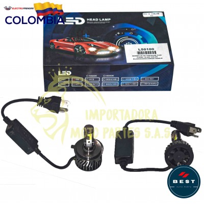 BOMBILLO H4 TRICOLOR FIJO- FLASH 12-24V COLOR BLANCO-AZUL-AMBAR 5000LM BEST