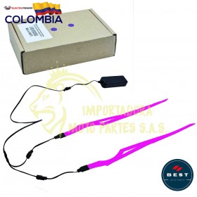 LUCES PARA CASCO DE MOTO - DISEÑO PLANO COLOR MORADO BEST