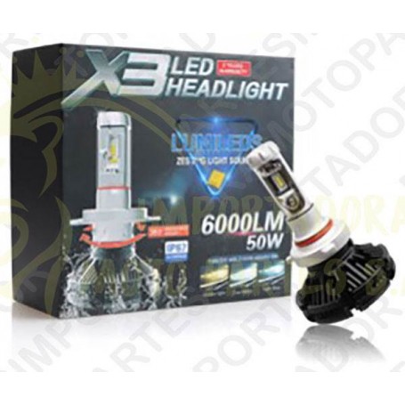 BOMBILLO X3 H4 12-24V BLANCO 5000LM BEST